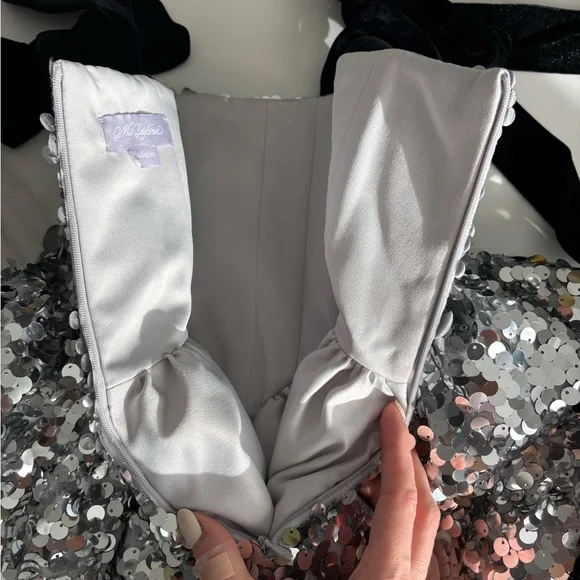 Miss Balykina Sequins Holiday Dress Black Bows Silver Girl Sz 5 Y.O. - Picture 7 of 10